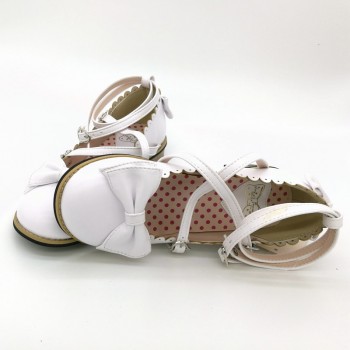 Dropshipping Lolita Shoes Women Flats Low Round with Cross Straps Bow Cute Girls Princess Tea Party Shoes Students Lovely Shoes