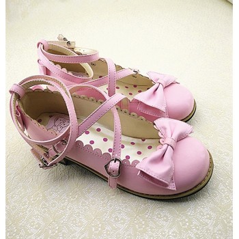 Dropshipping Lolita Shoes Women Flats Low Round with Cross Straps Bow Cute Girls Princess Tea Party Shoes Students Lovely Shoes