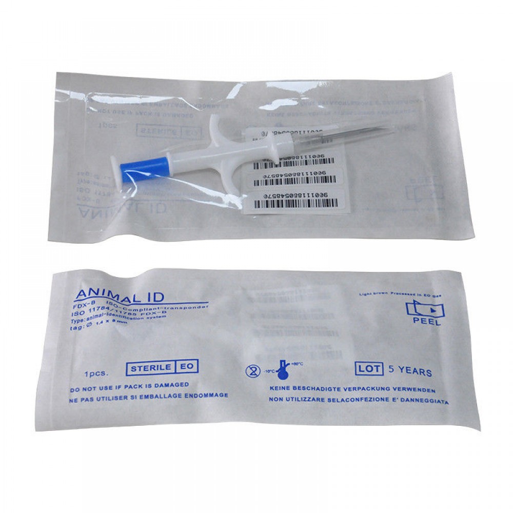 One Piece Pet Microchips 1.4*8mm ISO11784/785 FDX-B Cat Dog Snake Syringe