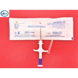 200pcs/lot 134.2KHz ISO FDX-B Animal Dogs 1.25*7mm Pet Microchips Transponder Syringe animal Id Implantable Syringe injector