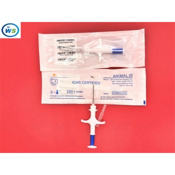 200pcs/lot 134.2KHz ISO FDX-B Animal Dogs 1.25*7mm Pet Microchips Transponder Syringe animal Id Implantable Syringe injector