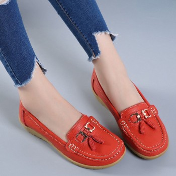 Women Ballet Shoes Flats Cut Out Leather Breathbale Moccains Women Boat Shoes Ballerina Ladies Shoes
