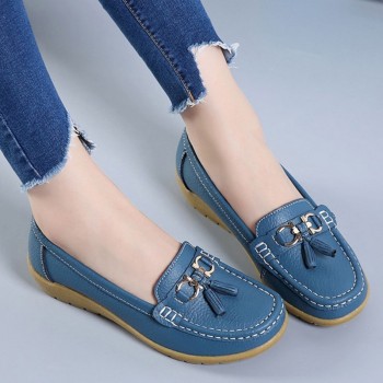 Women Ballet Shoes Flats Cut Out Leather Breathbale Moccains Women Boat Shoes Ballerina Ladies Shoes