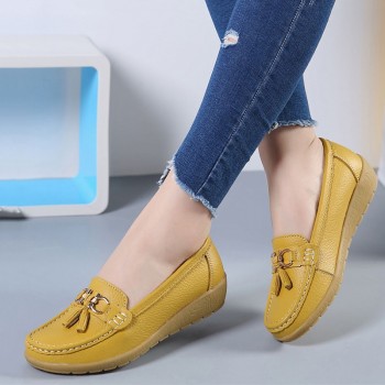 Women Ballet Shoes Flats Cut Out Leather Breathbale Moccains Women Boat Shoes Ballerina Ladies Shoes