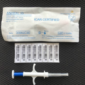 READELL Free Shipping  Pet Microchips 1.4x8mm ISO11784/785 FDX-B cat dog,snake syringe EM4305 fish microchip