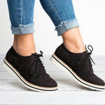 Rubber Brogue Shoes Woman Platform Oxfords British Style Creepers Cut-Outs Flat Casual Women Shoes Lace Up Footwear 5 Colors