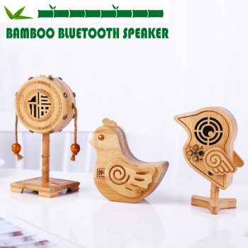 Bluetooth Speaker Bamboo Material Rattle Shape Wireless Sound Box Bass HIFI Music Subwoofer with Microphone and handmade craft