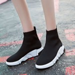 2018 new style  Autumn Winter WOMens Fashion Slip On Shoes High Top Casual Fly Weave High Top Sock Warm Shoes