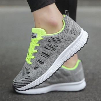 Fast delivery Women casual shoes fashion breathable Walking mesh lace up flat shoes sneakers women 2018 tenis feminino