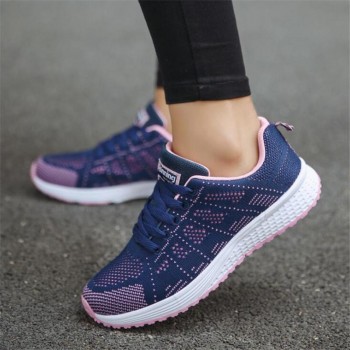 Fast delivery Women casual shoes fashion breathable Walking mesh lace up flat shoes sneakers women 2018 tenis feminino