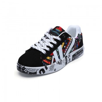 HZXINLIVE 2018 Autumn Woman Flat Casual Shoes Couple Shoes Lovers Printing Fashion Ladies Vulcanized Shoes zapatos de mujer Wild