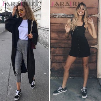 SARAIRIS 2019 Spring Autumn Brand plus size 35-44 Casual Dropship Women Flat Canvas Ladies Lace-up Platform Shoes Woman Flats