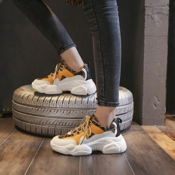 Kjstyrka 2018 new leopard mixed colors plush Fashion high quality women sneakers winter tenis feminino ladies wedges espadrilles