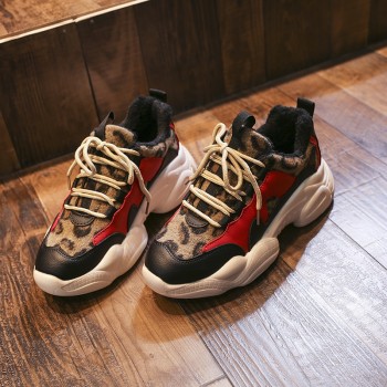 Kjstyrka 2018 new leopard mixed colors plush Fashion high quality women sneakers winter tenis feminino ladies wedges espadrilles