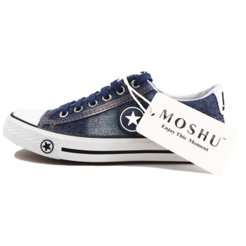 Fashion Women Sneakers Denim Casual Shoes Female Summer Canvas Shoes Trainers Lace Up Ladies Basket femme Stars tenis feminino