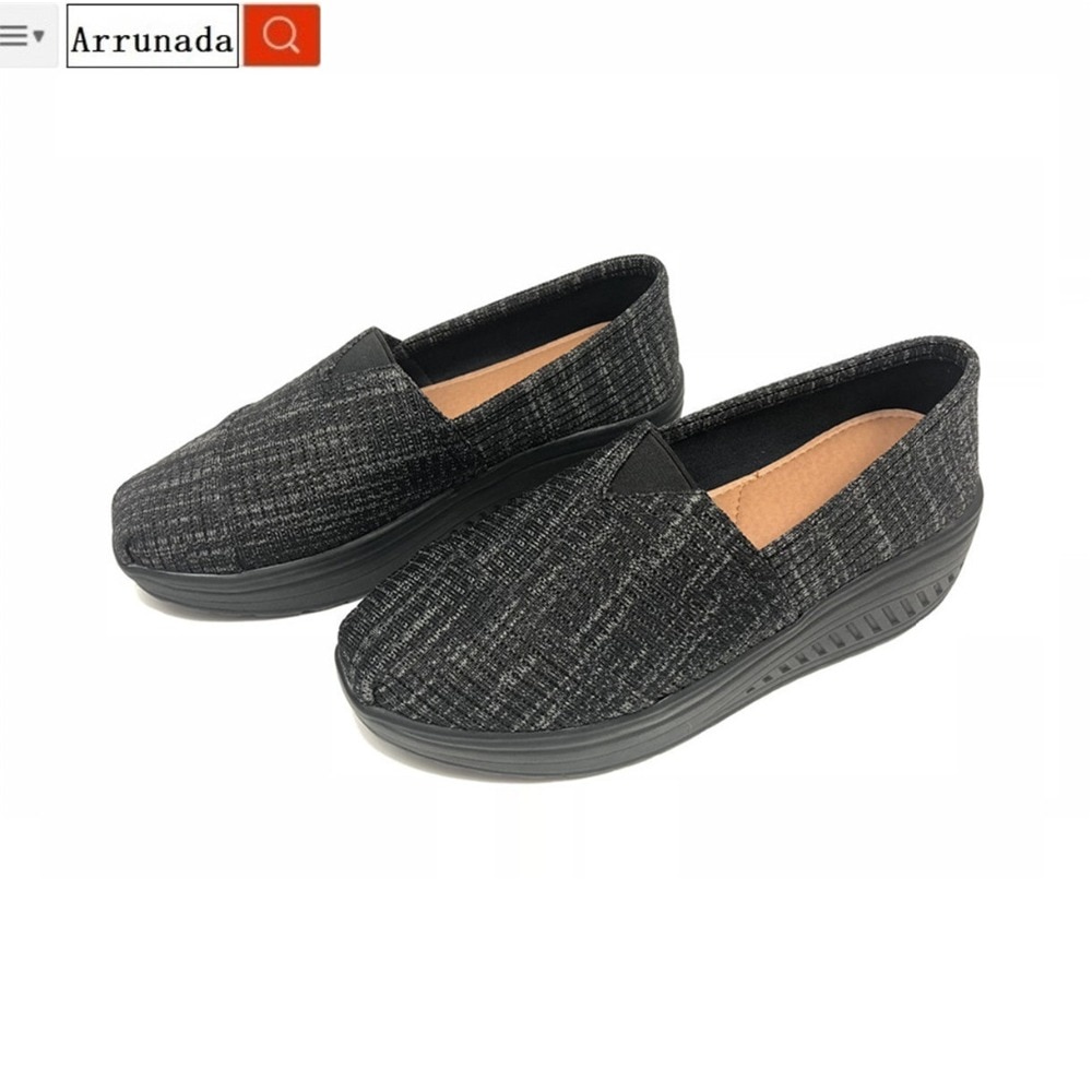 Women Vulcanize Shoes Plus Size Women Sneakers Slip On Wedge Sneakers Black Woman Zapatillas Mujer Plataforma Chaussure Arrunada