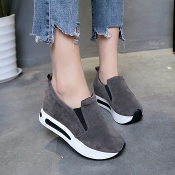KHTAA Women Vulcanized Shoes Casual Wedge Platform Elastic Band Spring Autumn Increasing Shoes Ladies Sneakers Female Drop Shop