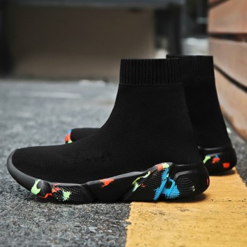 ADBOOV High Top Men Women Sneakers Knit Vamp Breathable Dad Shoes Ankle Sock Boots Woman Black Sapato Feminino