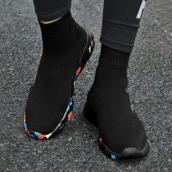 ADBOOV High Top Men Women Sneakers Knit Vamp Breathable Dad Shoes Ankle Sock Boots Woman Black Sapato Feminino