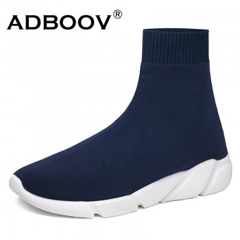 ADBOOV High Top Men Women Sneakers Knit Vamp Breathable Dad Shoes Ankle Sock Boots Woman Black Sapato Feminino