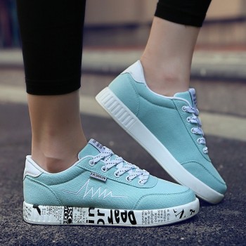 New 2018 Spring Women Shoes Black Sneakers Female Lace-up Women Casual Shoes Breathable Walking Canvas Shoes Women Graffiti Flat