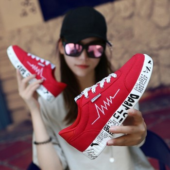 New 2018 Spring Women Shoes Black Sneakers Female Lace-up Women Casual Shoes Breathable Walking Canvas Shoes Women Graffiti Flat