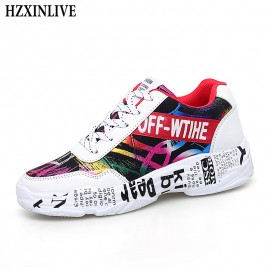 HZXINLIVE 2019 Sping Woman Casual Fashion Sneakers Graffiti Flats Ladies Vulcanized Shoes Summer White Sneakers Zapatos De Mujer