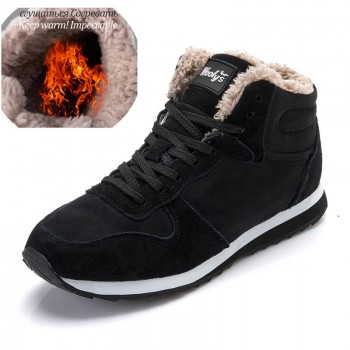 Men Boots Men Winter Shoes Plus Size 35-46 Warm Ankle Botas Hombre For Leather Winter Boots Shoes Men Plush Winter Sneakers Mens