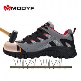 MODYF Mens Outdoor Safety Working Boots Steel Toe Cap Anti-smashing Footwear Breathable Lining Mesh Protective Sneaker