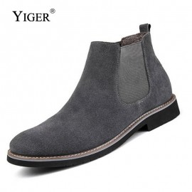 YIGER NEW Men Chelsea Boots Ankle Boots Fashion Mens Male Brand Leather Quality Slip Ons Motorcycle Man Warm Free shipping 0013