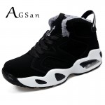 AGSan men boots couple mens winter warm snow boots mens fur plush high top ankle boots sneakers work shoes men botas lace up