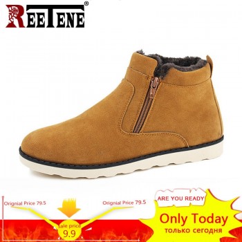 REETENE Winter Boots Men 2018 Warm Snow Boots Men Casual Snow Boots Men Plush Zipper Winter Shoes Men Slip On Fur Male Shoes