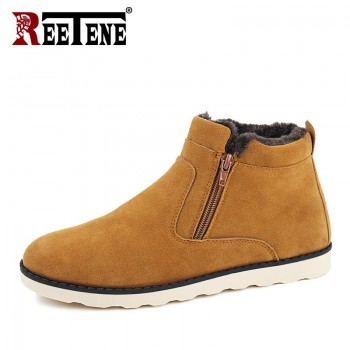 REETENE Winter Boots Men 2018 Warm Snow Boots Men Casual Snow Boots Men Plush Zipper Winter Shoes Men Slip On Fur Male Shoes