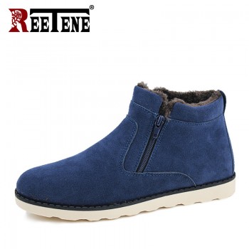 REETENE Winter Boots Men 2018 Warm Snow Boots Men Casual Snow Boots Men Plush Zipper Winter Shoes Men Slip On Fur Male Shoes
