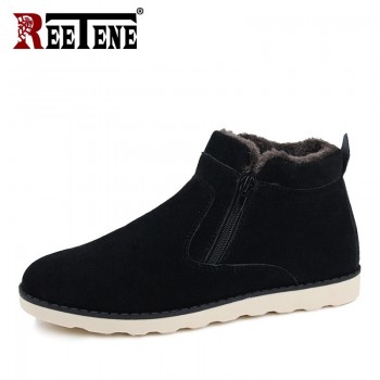 REETENE Winter Boots Men 2018 Warm Snow Boots Men Casual Snow Boots Men Plush Zipper Winter Shoes Men Slip On Fur Male Shoes