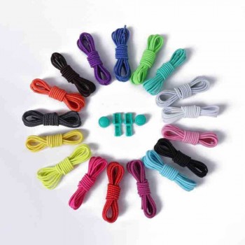 1 Pair Shoelaces Unsiex No Tie Locking Round Shoelaces Elastic Shoelace Sneaks Shoe Laces Fit Strap For Boys And Girls Wholesale