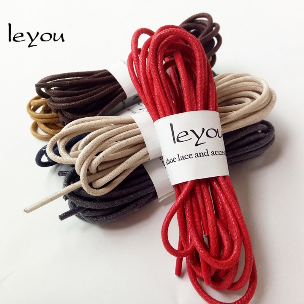 Leyou 80-160cm Round Waxed Coloured Shoelaces Leather Shoes Strings Boot Sport Shoe Laces Cord