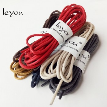 Leyou 80-160cm Round Waxed Coloured Shoelaces Leather Shoes Strings Boot Sport Shoe Laces Cord