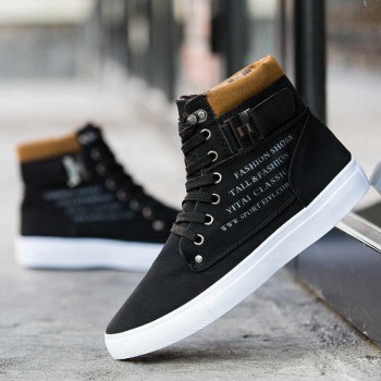 Mens Vulcanize Shoes Men Spring Autumn Top Fashion Sneakers Lace-up High Style Solid Colors Man Flat Sneaker Homme Boy Shoes