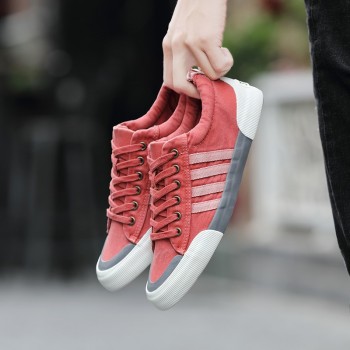 SHANTA Men Canvas Shoes 2019 Fashion Solid Color Men Vulcanized Shoes Lace-up White Casual Shoes Men Sneakers
