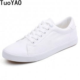 High Quality Mens Shoes Spring Autumn PU Leather Lace-Up White Black Style Light Breathable Fashion Sneakers Vulcanized Shoes