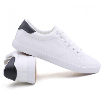 High Quality Mens Shoes Spring Autumn PU Leather Lace-Up White Black Style Light Breathable Fashion Sneakers Vulcanized Shoes
