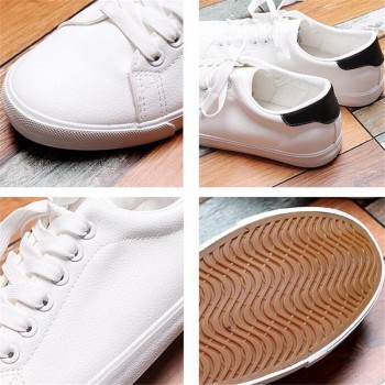 High Quality Mens Shoes Spring Autumn PU Leather Lace-Up White Black Style Light Breathable Fashion Sneakers Vulcanized Shoes
