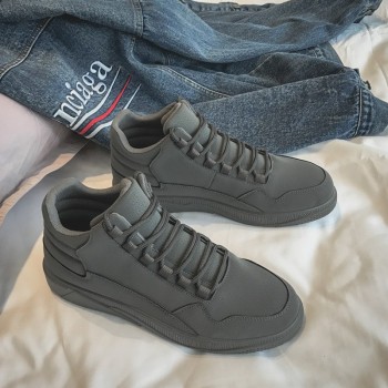 Fashion Leisure Flat Vulcanize Shoes for Men Flock Solid Sewing Lace-up Casual Shoes Spring Autumm Boys Students Sneakers