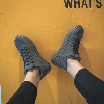 Fashion Leisure Flat Vulcanize Shoes for Men Flock Solid Sewing Lace-up Casual Shoes Spring Autumm Boys Students Sneakers