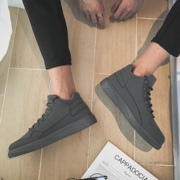 Fashion Leisure Flat Vulcanize Shoes for Men Flock Solid Sewing Lace-up Casual Shoes Spring Autumm Boys Students Sneakers