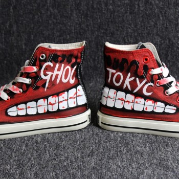 Hip-hop street dance Tokyo Ghoul Graffiti Canvas Shoes Spring Hand Painted Shoes Halloween Breathable Sneakers A51403