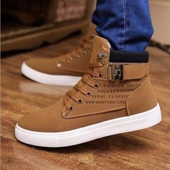 Dwayne Mens vulcanized shoes Lace-Up Men Canvas Shoes Man Buckle Ankle Boots Winter Fashion Shoes Flats Footwear free shipping