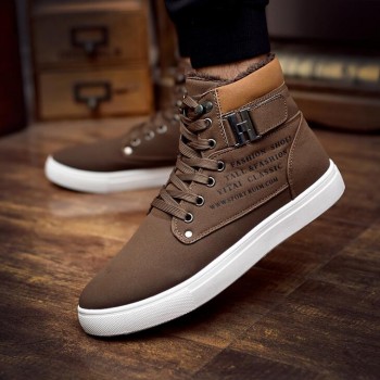 Dwayne Mens vulcanized shoes Lace-Up Men Canvas Shoes Man Buckle Ankle Boots Winter Fashion Shoes Flats Footwear free shipping