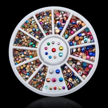 DIY Nail Art Wheel Tips Crystal Glitter Rhinestone 3D Nail Art Decoration white AB Color Acrylic Diamond Drill